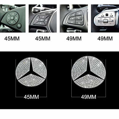 Picture of AEEIX Compatible Steering Wheel Logo Caps for Mercedes Benz Accessories Parts Emblem Badge Bling Decals Covers Interior Decorations W205 W212 W213 C117 C E S CLA GLA GLK Class (45mm)