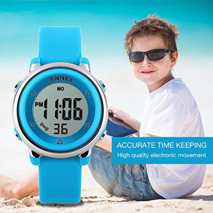 Picture of Kids Digital Sport Waterproof Watch for Girls Boys, Kid Sports Outdoor LED Electrical Watches with Luminous Alarm Stopwatch Child Wristwatch