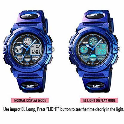 Picture of Boys Digital Watch Outdoor Sports 50M Waterproof Electronic Watches Alarm Clock 12/24 H Stopwatch Calendar Boy Girl Wristwatch - Purple Blue