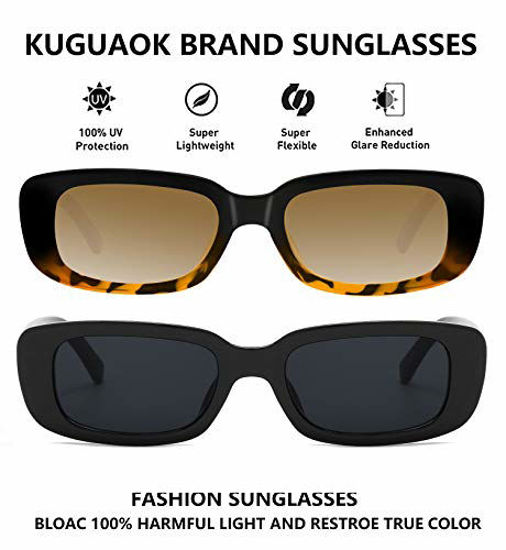  KUGUAOK Retro Rectangle Sunglasses Women and Men Vintage Small  Square Sun Glasses UV Protection Glasse : Clothing, Shoes & Jewelry