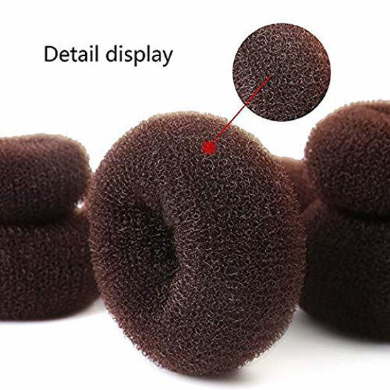 Picture of Donut Bun Maker, Teenitor Hair Bun Maker Ring Style Bun Maker Set with 5 Bands& 20 Bobby Pins & 7 Buns For Chignon Hair Styles Beige (2 Small 2 Medium 2 Large 1 Extra-large)