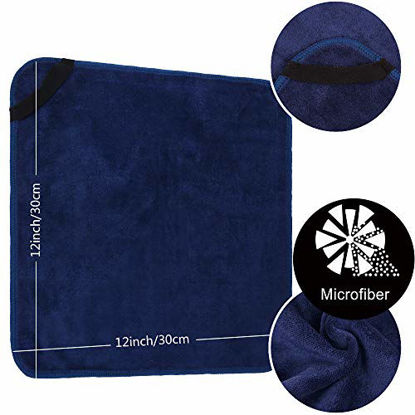 Picture of Sinland Microfiber Facial Cloths Fast Drying Washcloth 12inch x 12inch (Pack of 10, Navy Blue)