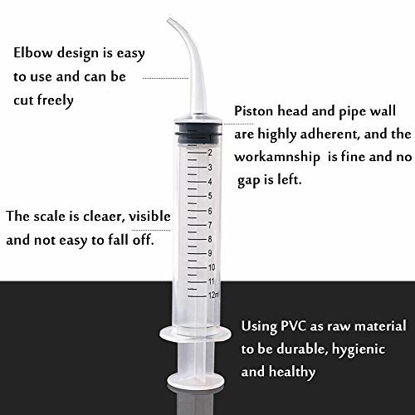 Picture of 9 Pack 12cc Dental Syringe with Curved Tip & Measurement Disposable Graduated Dental Irrigation Syringe for Oral Dental Care, Tonsil Stones Removing, Lab, Feed Small Pet