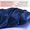 Picture of 100% Pure Mulberry Silk Pillowcase Queen Size 21 Momme 600 Thread Count for Hair and Skin with Hidden Zipper, Hypoallergenic Soft Breathable Both Sides Silk Pillow Case, 20×30inches, Navy Blue