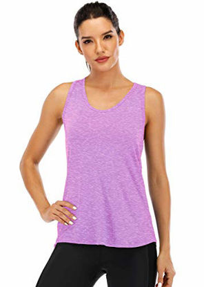 Picture of Fihapyli Workout Tank Tops for Women Sleeveless Yoga Tops for Women Mesh Back Tops Racerback Muscle Tank Tops Workout Tops for Women Backless Gym Tops Running Tank Tops Activewear Tops Lightpurple M