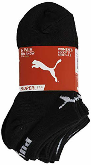 GetUSCart- PUMA Women's 6 Pack Runner Socks, Black, 9-11