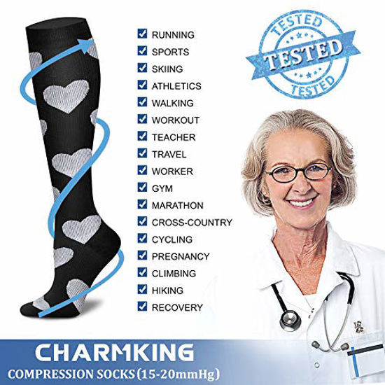 GetUSCart- CHARMKING Compression Socks for Women & Men Circulation (3  Pairs) 15-20 mmHg is Best Athletic for Running, Flight Travel, Support,  Cycling, Pregnant - Boost Performance, Durability (S/M, Multi 30)