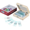Picture of AmScope PS25 Prepared Microscope Slide Set for Basic Biological Science Education, 25 Slides, Includes Fitted Wooden Case Brown