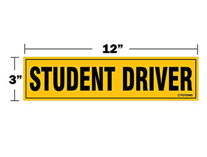 Picture of TOTOMO Student Driver Magnet Sticker - (Set of 3) 12"x3" Highly Reflective Premium Quality Car Safety Caution Sign Student Drivers #SDM03