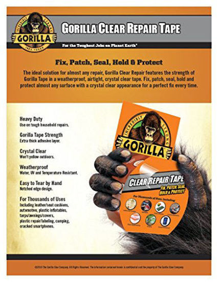Clear, Crystal Clear Duct Tape Gorilla Tape Pack of 2 1.88" x 9 yd 