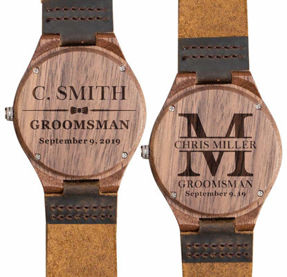 Picture of Engraved Wooden Watch for Husband Men Dad Boyfriend Groomsmen Watches Personalized Birthday Graduation Anniversary Watches from Mom to Son Walnut Brown