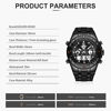 Picture of GOLDEN HOUR Huge Heavy Military Sports Watches for Men, 3ATM Waterproof, Stopwatch, Date and Date, Alarm, Luminous Digital Analog Wrist Watch with Rubber Band in Black