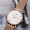 Picture of BUREI Men's Fashion Minimalist Wrist Watch Analog White Date with Rose Gold Stainless Steel Mesh Band (White Rose Gold)