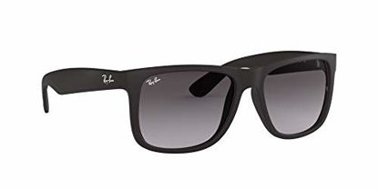 Picture of Ray-Ban RB4165 Justin Rectangular Sunglasses, Black Rubber/Grey Gradient, 55 mm
