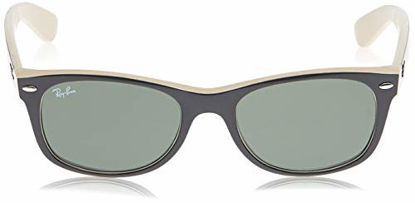 Picture of Ray-Ban RB2132 New Wayfarer Sunglasses, Black on Beige/Green, 52 mm
