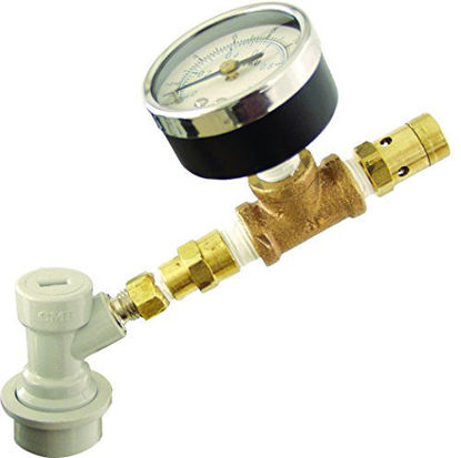 Picture of Ball Lock QD Adjustable Pressure Relief Valve W/Pressure Gauge