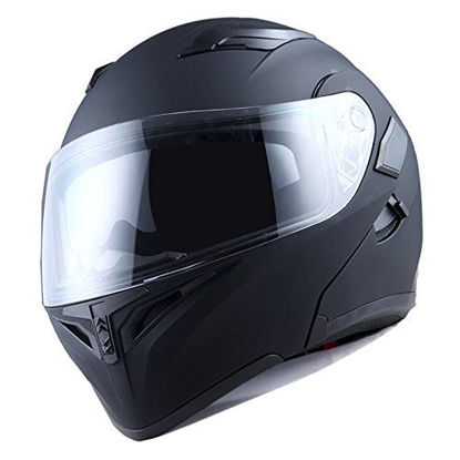 Picture of 1Storm Motorcycle Modular Full Face Helmet Flip up Dual Visor Sun Shield: HB89 Matt Black