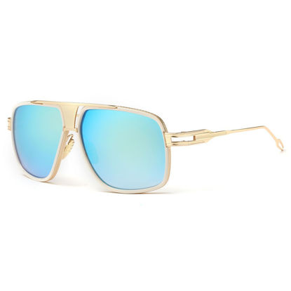 Picture of AEVOGUE Sunglasses For Men Goggle Alloy Frame Brand Designer AE0336 (Gold&Blue, 62)