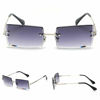 Picture of MINCL/Fashion Small Rectangle Sunglasses Women Ultralight Candy Color Rimless Ocean Sun Glasses (silver&gray)