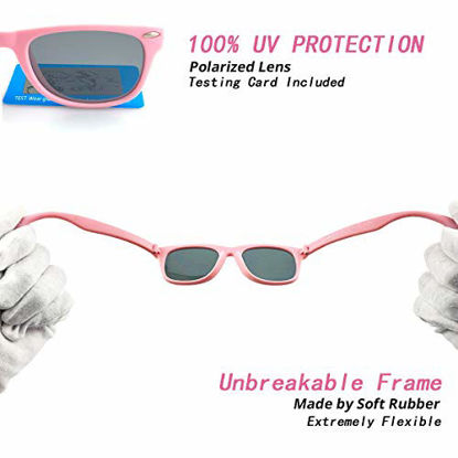 Picture of Kids Polarized Sunglasses TPEE Rubber Flexible Shades for Girls Boys Age 3-10 (Applegreen Frame/Grey Lens)