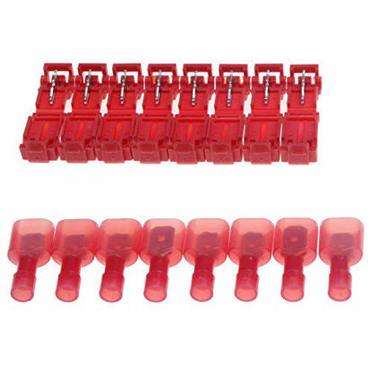 Red RuiLing 100 PCS Self-Stripping T-Tap Electrical Connectors Wire Quickly Splice Connector and Insulated Male Quick Disconnect Terminals