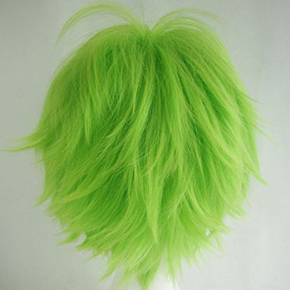 Picture of S-noilite Women Men Male Cosplay Hair Wig Short Straight Fluffy Spiky Anime Party Costume Full Wigs Green
