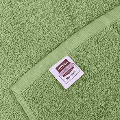Picture of Utopia Towels Cotton Sage Green Washcloths Set - Pack of 24-100% Ring Spun Cotton, Premium Quality Flannel Face Cloths, Highly Absorbent and Soft Feel Fingertip Towels