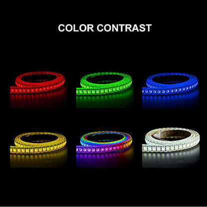 Picture of BTF-LIGHTING WS2812B RGB 5050SMD Individual Addressable 3.3FT 144(2X72) Pixels/m Flexible White PCB Full Color LED Pixel Strip Dream Color IP65 Waterproof Making LED Screen, LED Wall, etc Only DC5V