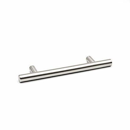 Picture of 100 Pack Brushed Nickel Cabinet Pulls Drawer Handles - homdiy Cabinet Hardware Stainless Steel Cabinet Handles 4in Hole Centers Cupboard Pull Drawer Pulls, 201SN