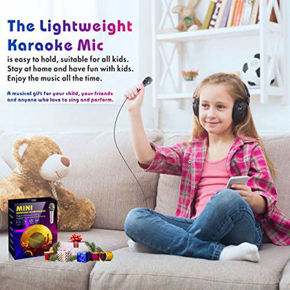 Picture of [2PCS] Mini Karaoke Microphone, Wootrip Mini Voice Recording Microphone Portable Karaoke Mic for Singing, Recording, Voice Recording (Silver and Rose Red)