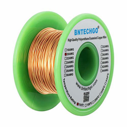 Picture of BNTECHGO 20 AWG Magnet Wire - Enameled Copper Wire - Enameled Magnet Winding Wire - 4 oz - 0.0315" Diameter 1 Spool Coil Natural Temperature Rating 155 Widely Used for Transformers Inductors