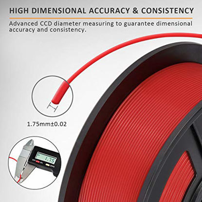 Picture of SUNLU ABS 3D Printer Filament, 1.75 ABS Filament Dimensional Accuracy +/- 0.02 mm, 1 kg Spool, 1.75mm, ABS Red