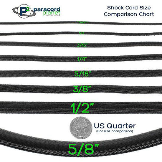 Many Lengths & Colors Paracord Planet 5/8-Inch Shock Cord Elastic Bungee Cord 