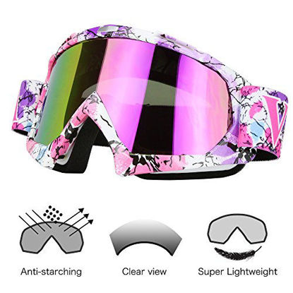 Picture of Pink Motocross Motorcycle Goggles Dirt Bike ATV Racing Mx Goggles for Men Women Youth Kids (C42)
