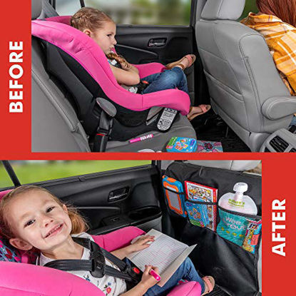 Picture of Lusso Gear Heavy Duty Kick Mats Back Seat Protector (2 Pk) - Sag Proof, Waterproof, Odor Proof Car Back Seat Cover for Kids Who Make Big Messes | 3 Reinforced Storage Pockets, Premium Oxford Fabric