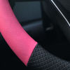 Picture of SHIAWASENA Car Steering Wheel Cover, Leather, Universal 15 Inch Fit, Anti-Slip & Odor-Free (Black&Rose Red)