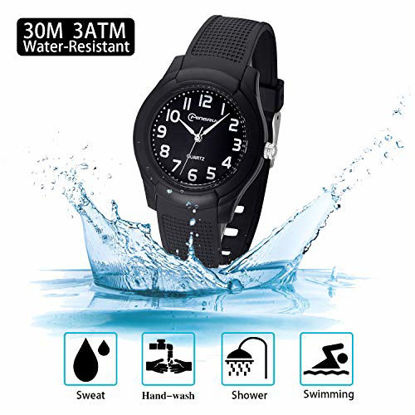 Picture of Kids Analog Watch for Girls Boys Waterproof Learning Time Wrist Watch Easy to Read Time WristWatches for Kids(Black)