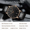 Picture of Watch, Mens Watch, Minimalist Fashion Simple Wrist Watch Analog Date with Leather Strap Black