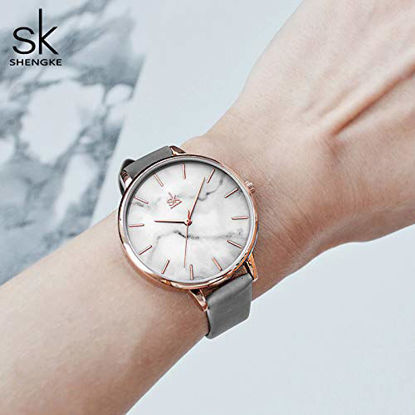 Picture of SHENGKE Women Watches Leather Band Luxury Quartz Watches Girls Ladies Wristwatch Relogio Feminino (0137 Grey)