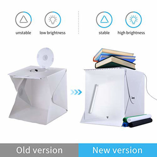 Zecti 16x16 inch 40x40cm Light Box Portable Table Top Lighting Shooting Tent Kit Photo Studio Box Photography Light Tent with 2 Dimmable LED Strip