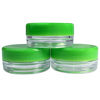 Picture of 50 Jars Beauticom 3 Grams / 3ml Top Quality Round Clear Jars with Lids for Cosmetics, Lotion, Creams, Make Up, Beads, Charms, Rhinestones, Accessories and Much More! (Green Lid)