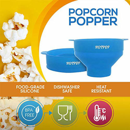 Picture of The Original Hotpop Microwave Popcorn Popper, Silicone Popcorn Maker, Collapsible Bowl Bpa Free and Dishwasher Safe- 17 Colors Available (Light Blue)