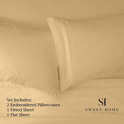 Picture of 1500 Supreme Collection Bed Sheet Set - Extra Soft, Elastic Corner Straps, Deep Pockets, Wrinkle & Fade Resistant Hypoallergenic Sheets Set, Luxury Hotel Bedding, California King, Camel