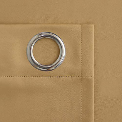 Picture of BGment Blackout Curtains for Living Room - Grommet Thermal Insulated Room Darkening Curtains for Bedroom, 2 Panels of 52 x 63 Inch, Khaki
