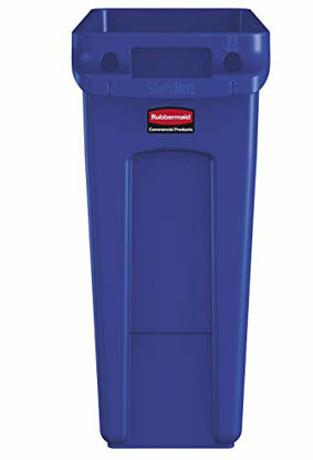 Picture of Rubbermaid Commercial Products 1971257 Slim Jim Trash/Garbage Can with Venting Channels, 16 Gallon, Blue (Pack of 4)
