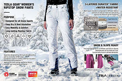 Picture of TSLA DRST Women's Winter Snow Pants, Waterproof Insulated Ski Pants, Ripstop Snowboard Bottoms, Unique(xkb92) - White, Large