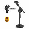 Picture of Moukey MMS-5 Adjustable Desk Mic Stand Desktop Tabletop Table Top Short Microphone Stand with Gear Fixing, Boom arm, 3/8" and 5/8" Adapter; Base Size - 5.5'' Diameter (Max bearing weight :1.1pounds)