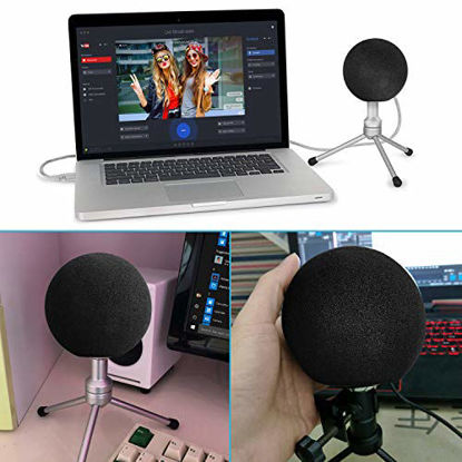 Picture of ChromLives Foam Cover Microphone Windscreen, Mic Foam Windscreen Cover Compatible with Blue Snowball Ice Microphone (Black)