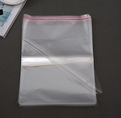 Picture of J-Beauty 9 x 13 Inch Clear Apparel Bags Self Seal Flap for T-shirt,Clothes,Party Wedding Gift Bags (500 Pcs)