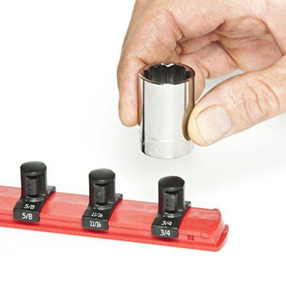 Picture of Ernst Manufacturing 8416-Red-1/2 13-Inch Socket Organizer with 11 1/2-Inch Twist Lock Clips, Red